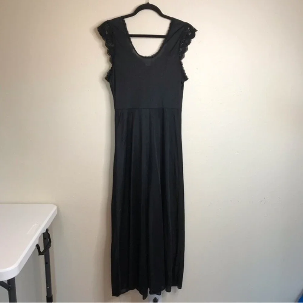 Vintage Cachet Lace Beaded Nightgown Slip Sexy Dress Black Women's Size Large - Picture 16 of 16